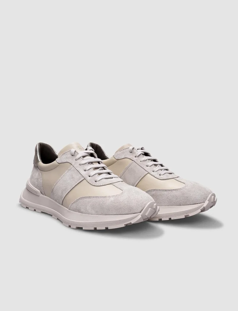 Cabani Leather Beige Lace-up Women's Sports Shoes