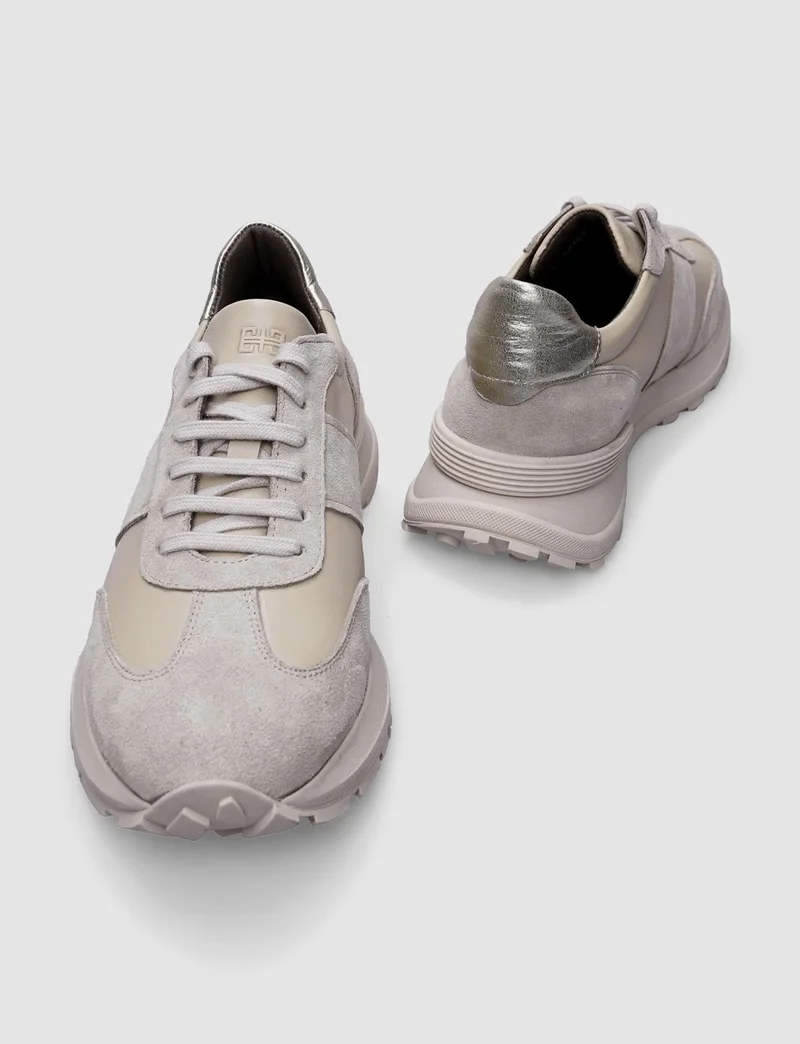 Cabani Leather Beige Lace-up Women's Sports Shoes