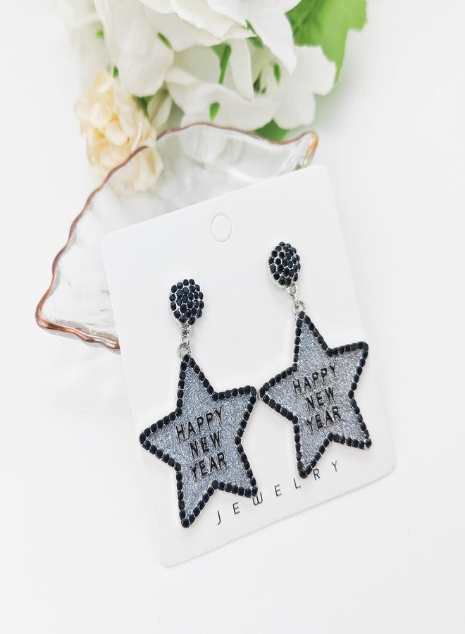 كولودوغو أقراط رأس السنة الجديدة للنساء، أقراط مرصعة بأحجار الراين الكريستالية اللامعة، أقراط متدلية، أقراط مثالية لعطلات رأس السنة الجديدة، هدايا رائعة لحفلات الزفاف والكريسماس ورأس السنة. - Image 5