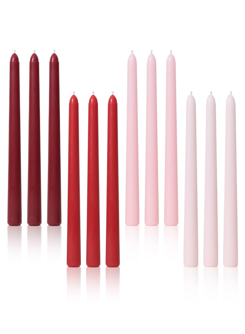 Taper Candles 10 Inch Set of 12 Unscented, Dripless, Smokeless Long Tall Tapered Candlesticks Wedding Home Decor Dinner Natural Color Series - Image 1