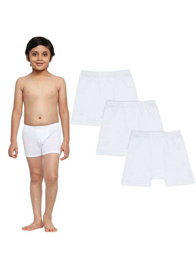 BYC BOY'S COTTON BOXER SHORT BRIEF (PACK OF 3) - WHITE  - Image 1