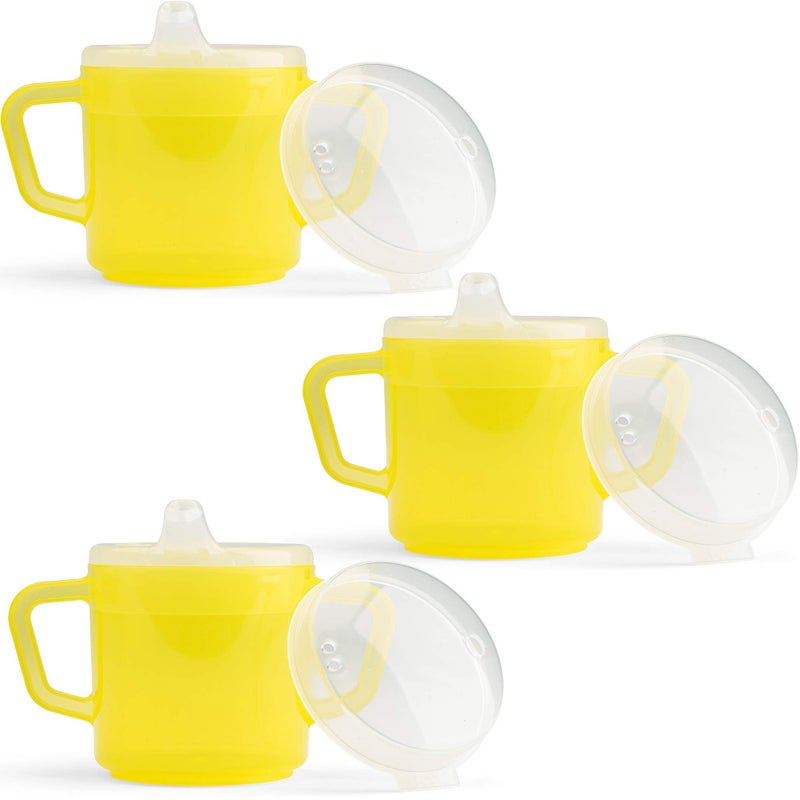 Providence Spillproof Compact 8oz Adult Sippy Cup with 2 Handles Sip Cups for Adults for Limited Mobility Handicapped Accessories Handicap Cups for Elderly Care Made in the USA Yellow 3