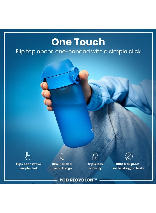 ion8 Ion8 Small Water Bottle, 350 ml/12 oz, Leak Proof, Easy to Open, Secure Lock, Dishwasher Safe, BPA Free, Carry Handle, Hygienic Flip Cover, Easy Clean, Odor Free, Carbon Neutral, Blue  - Image 4