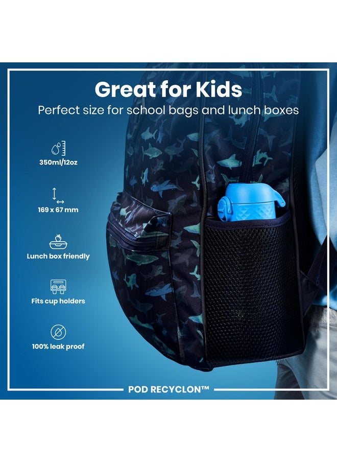 ion8 Ion8 Small Water Bottle, 350 ml/12 oz, Leak Proof, Easy to Open, Secure Lock, Dishwasher Safe, BPA Free, Carry Handle, Hygienic Flip Cover, Easy Clean, Odor Free, Carbon Neutral, Blue  - Image 3