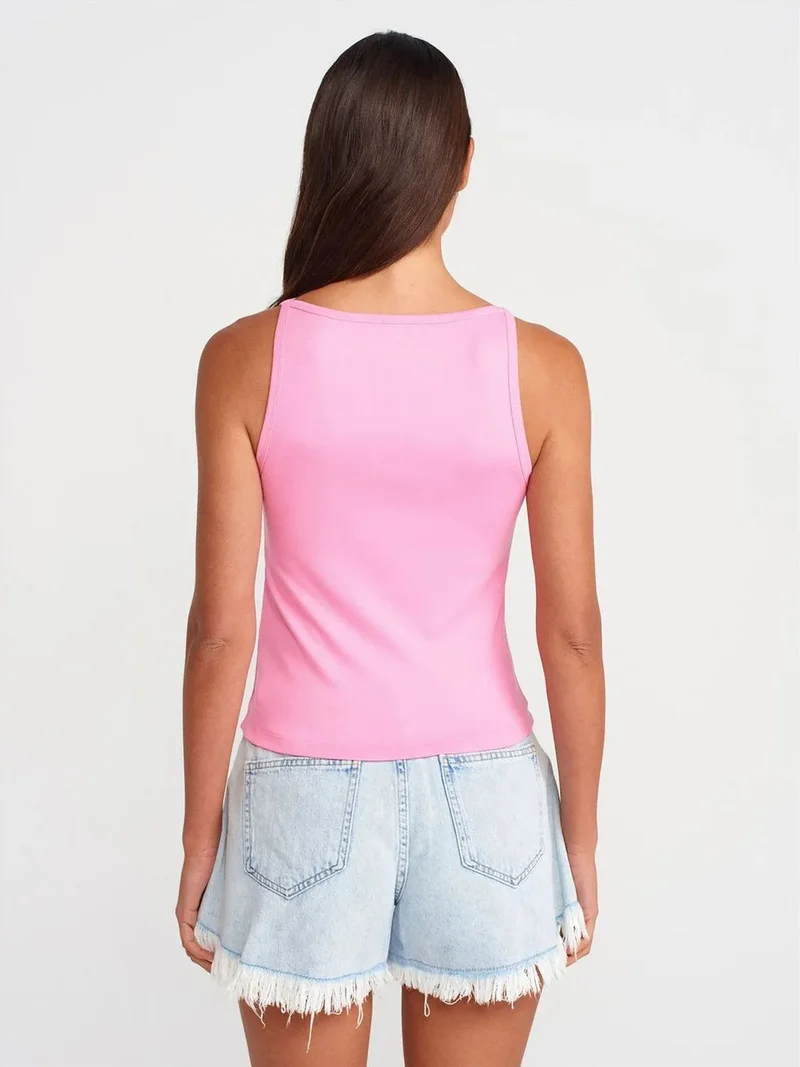 ديلفين DILVIN Ribbed Halterneck Slim-Fit Blouse