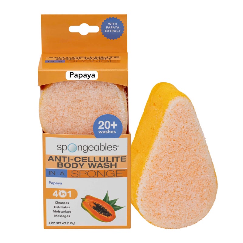 Spongeables Anti Cellulite Body Wash in a 20 Wash Sponge Papaya 1 Count