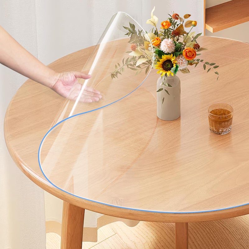 Vicwe Clear Round Table Protector 32 Inch,1.5mm Clear Round Table Cover Protector, Plastic Table Cover, PVC Rounds Table Pad for Dining Room Tables - Image 2
