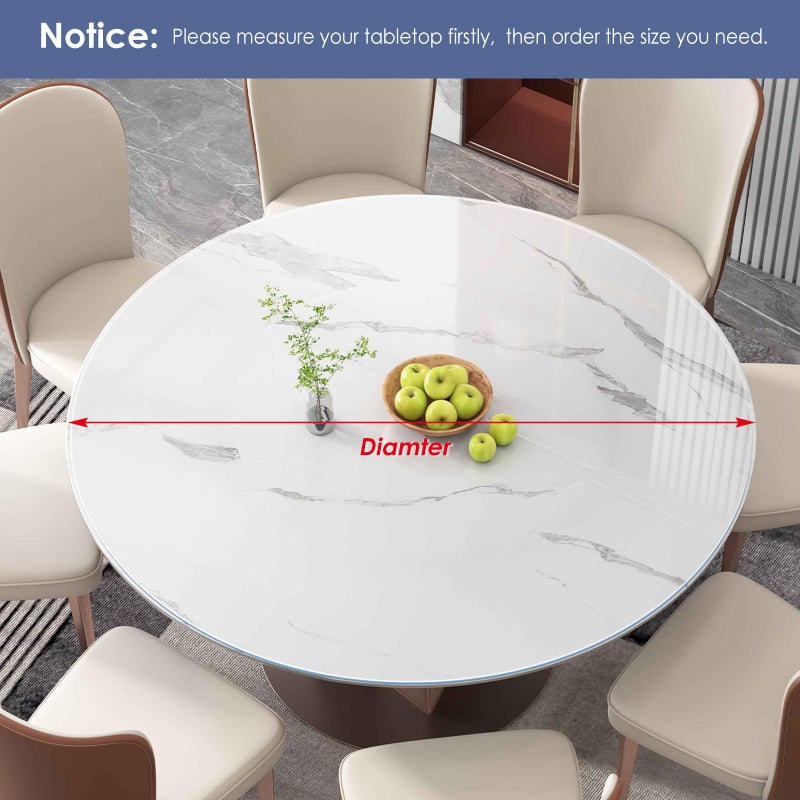 Vicwe Clear Round Table Protector 32 Inch,1.5mm Clear Round Table Cover Protector, Plastic Table Cover, PVC Rounds Table Pad for Dining Room Tables - Image 4