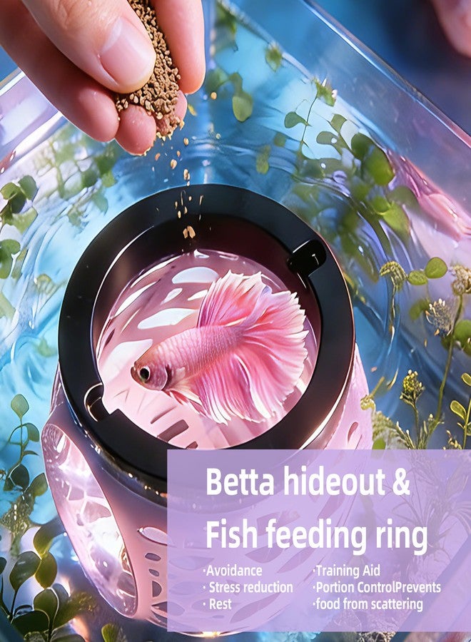 UNISOLODECHO Floating Betta Hideout Cave for Aquarium, Multi-Function Resting Hammock & Shrimp Feeder with Fish Feeding Ring, Betta Fish Tank Accessories, Aquarium Decor & Fish Tank Decor（Rainbow Pink） - Image 5