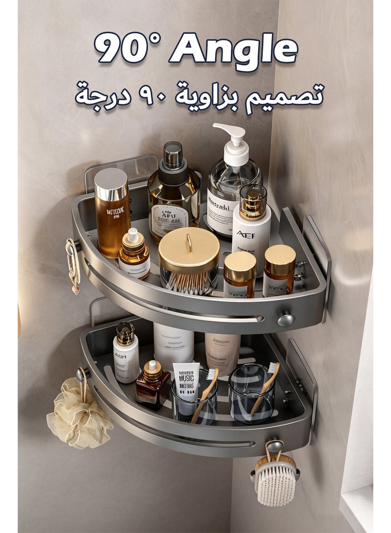 ٢ قطعة رفوف حمام، منظّم حمام شديد التحمل - Image 5