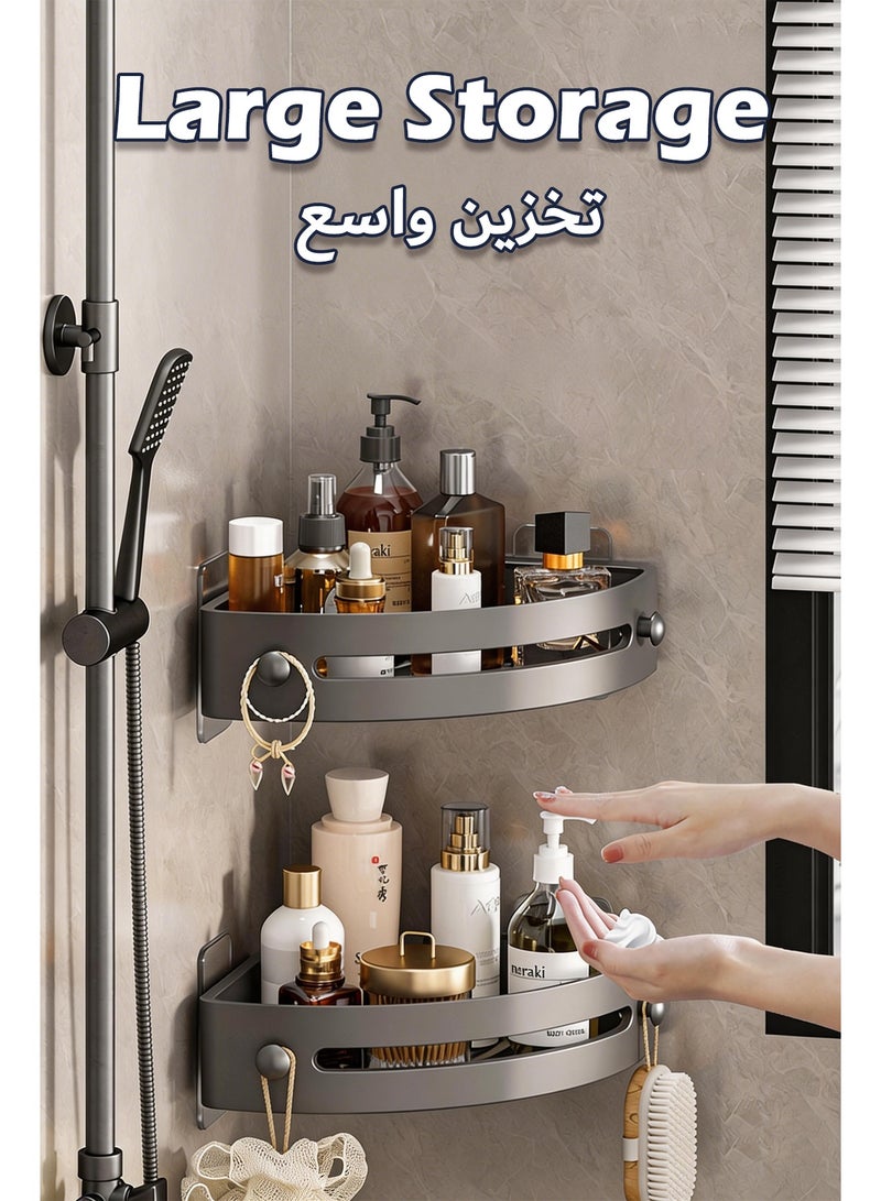 ٢ قطعة رفوف حمام، منظّم حمام شديد التحمل - Image 3