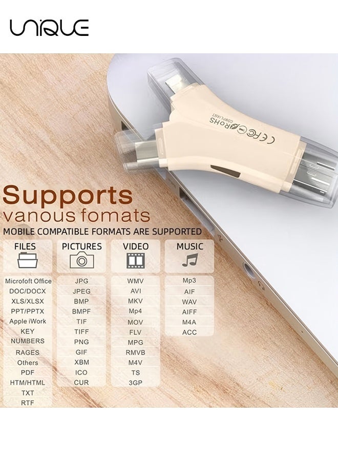 يونيك قارئ بطاقات الذهب - جهاز فلاش 4 في 1 لمحولات بطاقات SD للهواتف المحمولة، الحاسوب، الماك، أندرويد، كاميرات الألعاب الخارجية لقراءة بطاقات SD و TF عبر منفذ Micro USB 2.0 OTG - Image 3