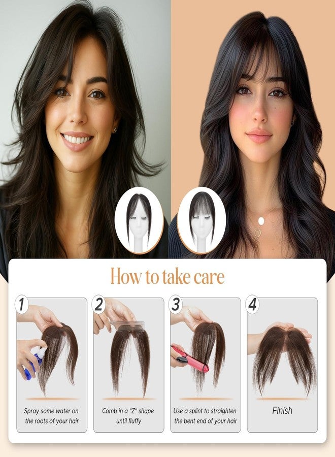 squishy 2Pcs Hair Patch for Women, Clip in Bangs Hair Extensions for Women Black, Hair Wig for Woman, Brown Black Hair Topper for Daily, Travel, Party - Image 3