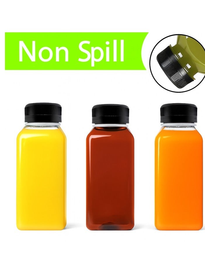 Lavish Empty Plastic Reusable Square Bottles 24Pcs 330ml/12Oz | Transparent Juice, Milk, Water Storage Containers with Black Caps | Portable Travel Size Beverage Bottles - Image 4