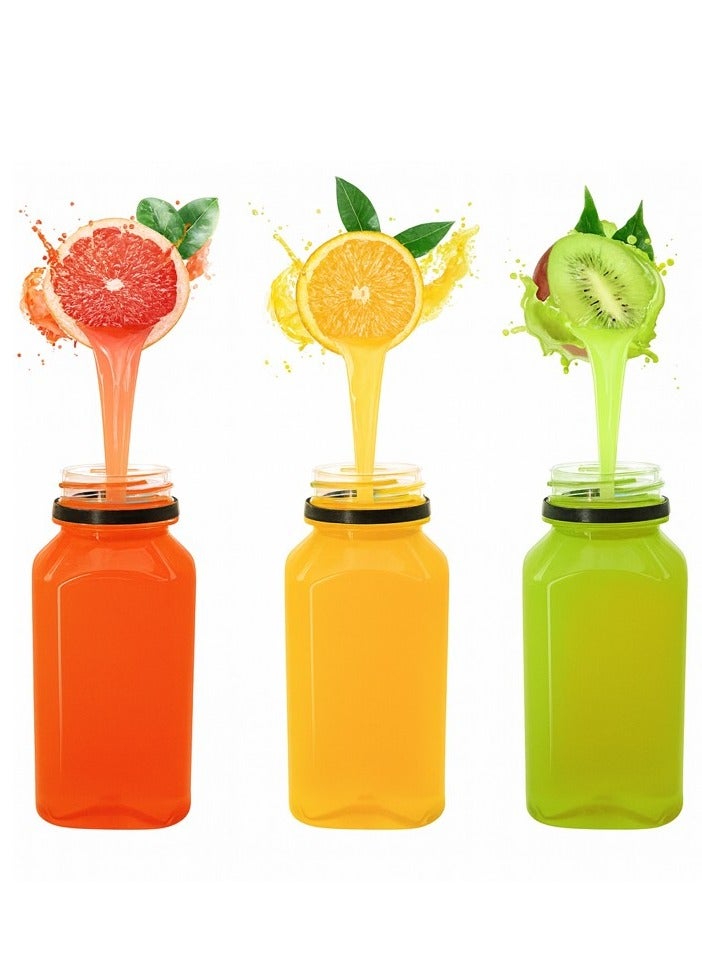 Lavish Empty Plastic Reusable Square Bottles 24Pcs 330ml/12Oz | Transparent Juice, Milk, Water Storage Containers with Black Caps | Portable Travel Size Beverage Bottles - Image 5