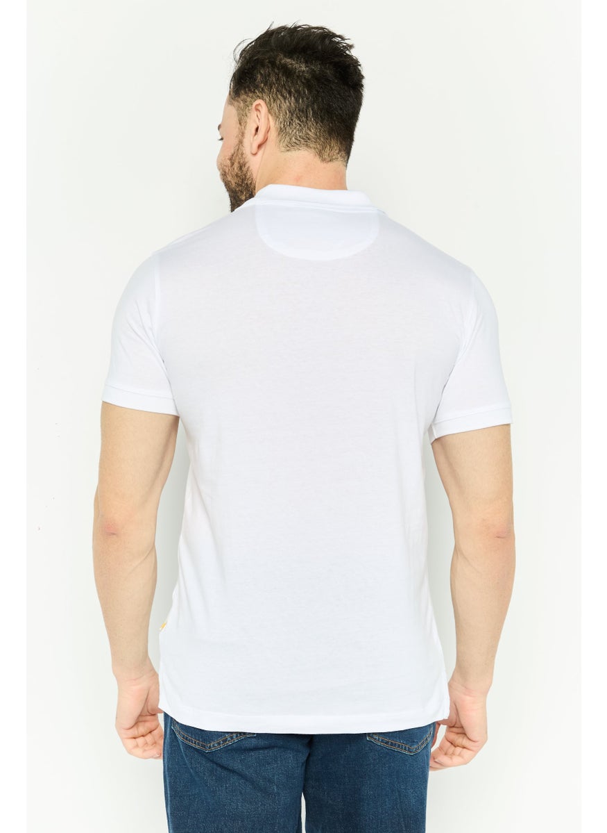 Gazzarrini Men Regular Fit Graphic Print Short Sleeves Polo Shirt, White  - Image 4