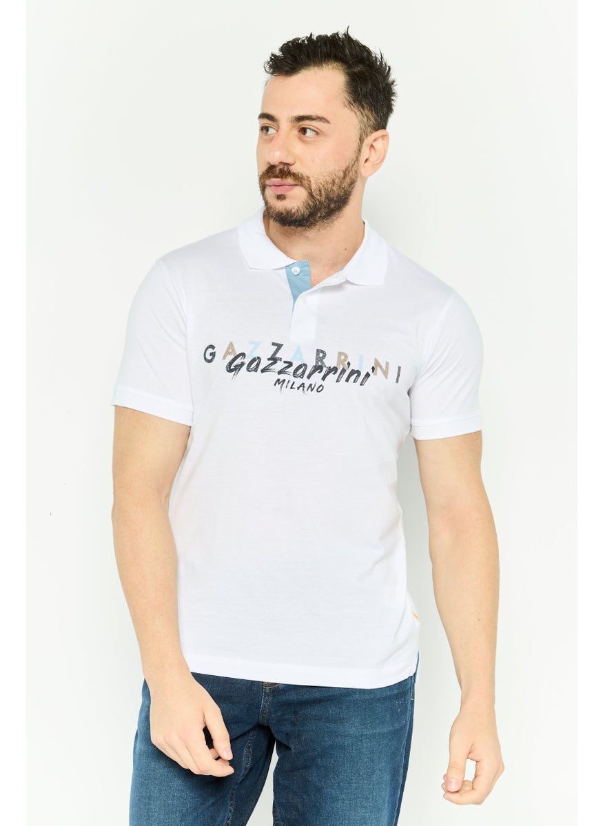 Gazzarrini Men Regular Fit Graphic Print Short Sleeves Polo Shirt, White  - Image 1