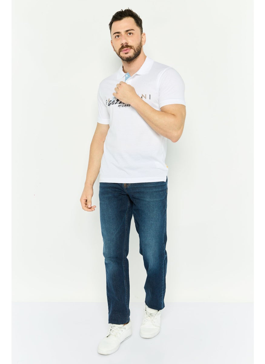 Gazzarrini Men Regular Fit Graphic Print Short Sleeves Polo Shirt, White  - Image 2