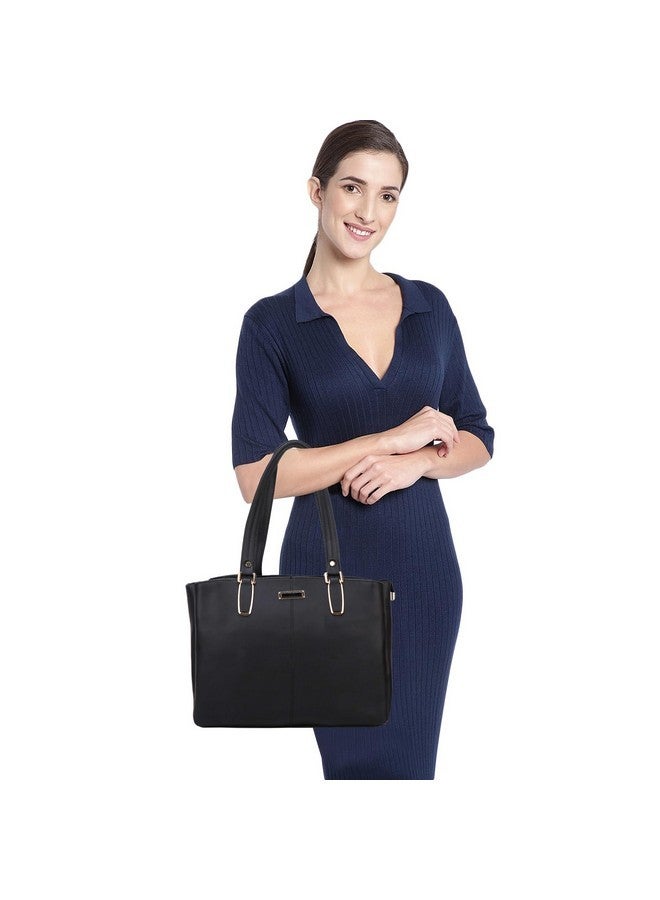 ALIZA Women's Tote Bag CLASSIC DESIGN WITH 2 strong handles 3 Compartment 2 POCKET FOR WOMEN AND GIRLS (Black) - Image 4