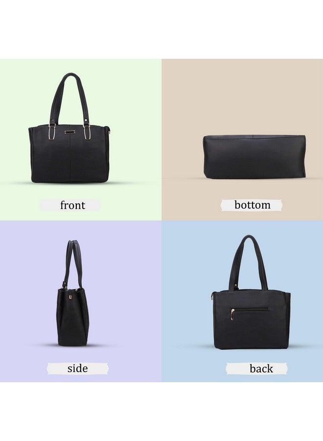 ALIZA Women's Tote Bag CLASSIC DESIGN WITH 2 strong handles 3 Compartment 2 POCKET FOR WOMEN AND GIRLS (Black) - Image 5