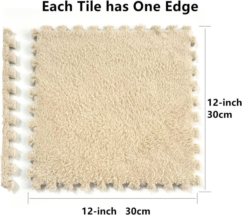 HUIDUO 16 Pcs Carpet Foam Floor Tiles Kids Play Mat Plush Interlocking Carpet Tiles Anti-Slip Soft Protect Baby Foam Mats Replaceable Washable Puzzle Floor Mats for Playroom, Bedroom, Home Decor, 49" x 49" - Image 2