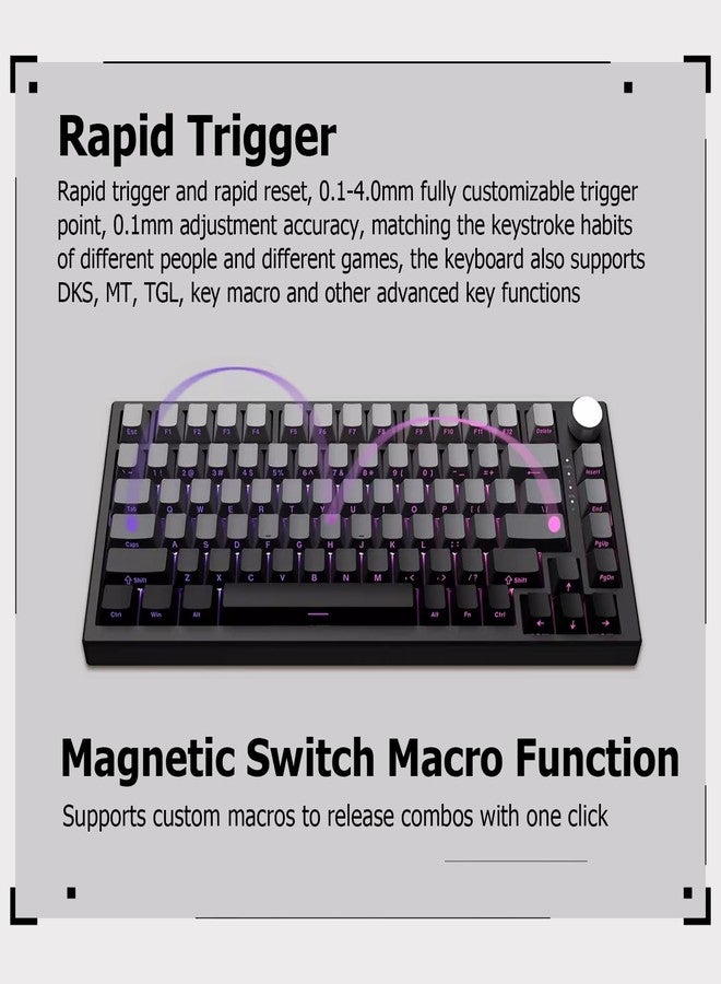 Hyekit VGN A75 Rapid Trigger Gaming Keyboard - 75% Hall Effect Magnetic Switch Keyboard, Adjustable Actuation, Key Macro, RGB, Gasket, HotSwap, Gradient Side Printed Keycaps, for Win/MAC, White - Image 4