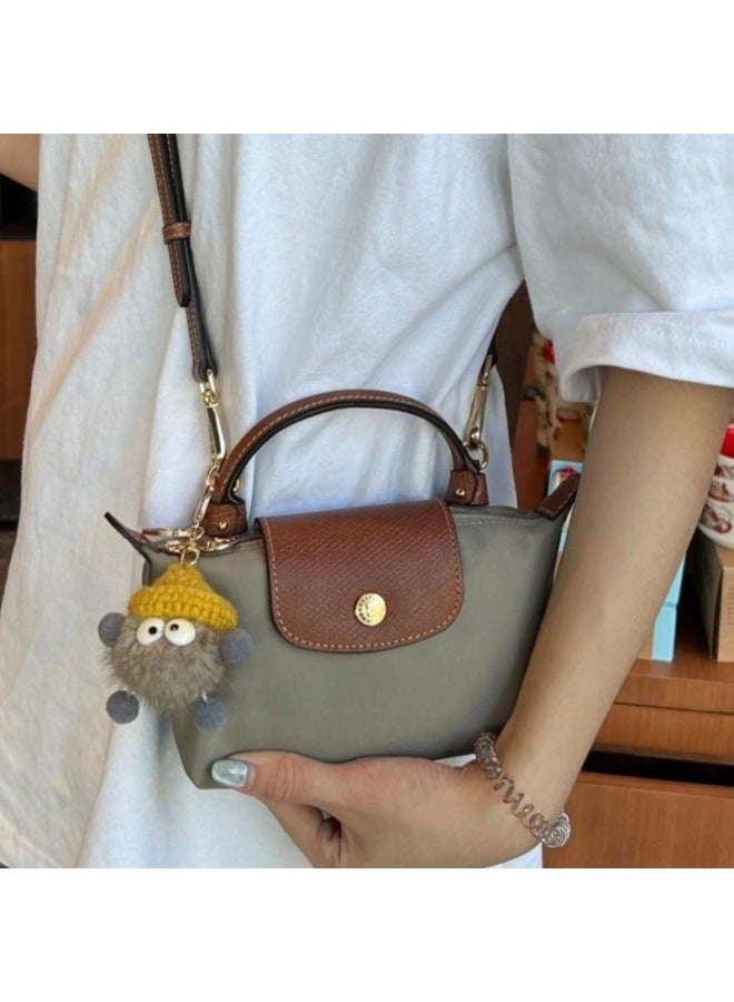 Exclusive French Dragon Bag Mini Casual Women's Bag Mobile Phone Bag Short Handle Hand Bag Dragon Mini Dumpling Bag-Colour:Mini Turtle Dove Gray-Size:+shoulder Strap  - Image 1