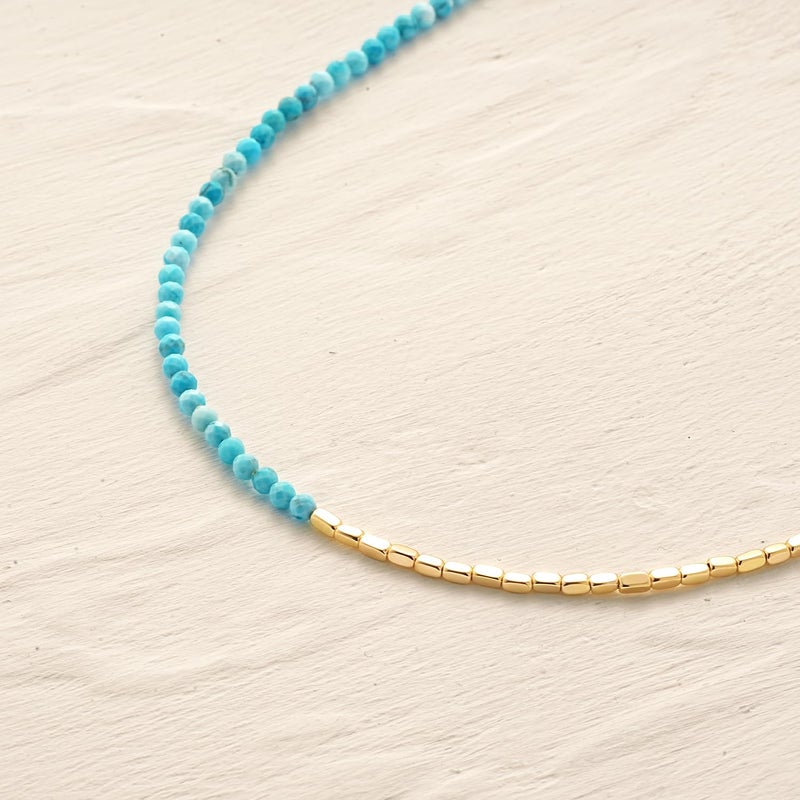 MYEARS Women Beaded Bracelet Gold Gemstone Turquoise 14K Simple Dainty Handmade Chain Everyday Boho Beach Jewelry - Image 4