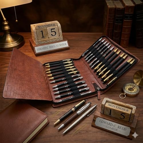 essart Sarvika PU Leather Pen Storage Case | 24 Slots Pencase Holder | Pen Collection Storage Case with Zipper clousre | Campatible for School, Home & Office; - Image 2