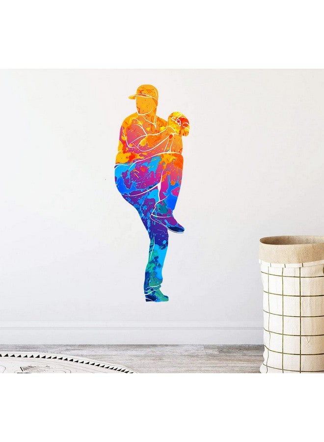 WOYINIS Colorful Baseball Player Wall Decals - Sport Theme Stickers for Boys Teens Room Kids Bedroom Playroom Wall Art Decor - Image 4