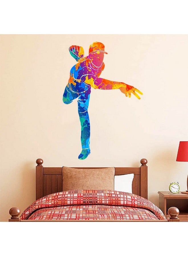 WOYINIS Colorful Baseball Player Wall Decals - Sport Theme Stickers for Boys Teens Room Kids Bedroom Playroom Wall Art Decor - Image 5
