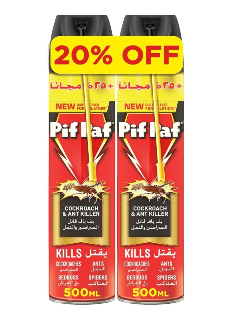 Pif Paf Cockroach & Ant Killer Spray 400 ml + 100 ml x 2 - Image 1