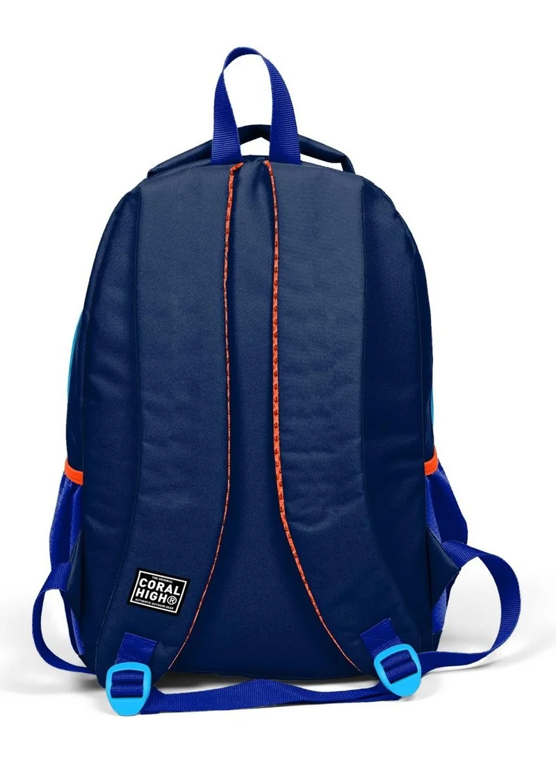 CORAL HIGH Kids Navy Blue Basketball Patterned 2-Piece School Bag Set SET0214405