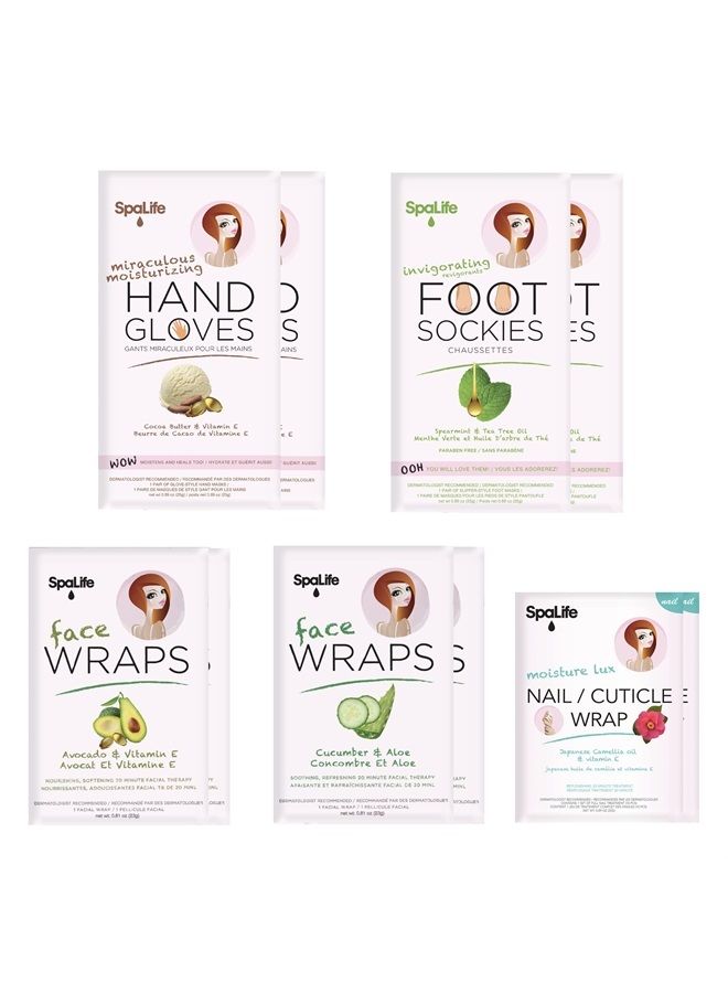 SpaLife Pink Hand, Foot, Nail, & Face 10 Piece Spa Set - Image 1