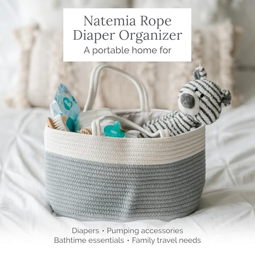 Natemia Baby Diaper Caddy Organizer - Baby Shower Basket for Gifts - Nursery Storage for Diapers, Wipes, Breast Pump - Portable Organizer and Gift Bag - Newborn Essentials - Image 2
