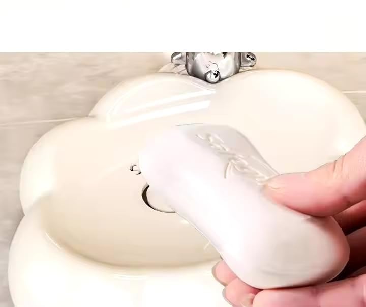 TERXA Cloud Shape Soap Box | for Home/Kitchen/Wash Basin/Sink | Bathroom Soap Bar/Case/Tray | Shower Soap Dish | Plastic Soap Holder/Stand/Container | Kitchen Decor Accessories (Pack of 1,Multicolor) - Image 3