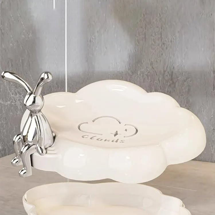 TERXA Cloud Shape Soap Box | for Home/Kitchen/Wash Basin/Sink | Bathroom Soap Bar/Case/Tray | Shower Soap Dish | Plastic Soap Holder/Stand/Container | Kitchen Decor Accessories (Pack of 1,Multicolor) - Image 1