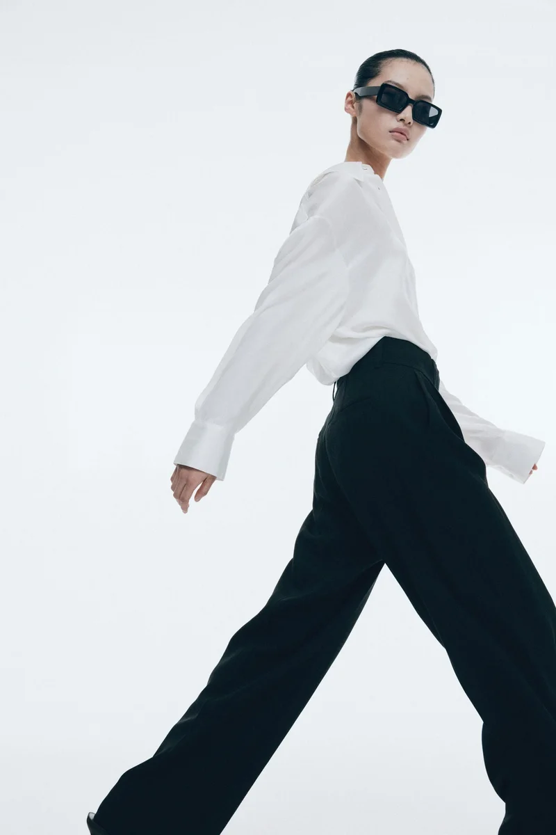 H&M Wide linen-blend trousers