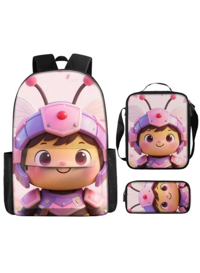 Bright Li Fire Unlock the new fashion of childish fun! Three-piece set of bags, cartoon elements for children and teenagers (students, children, friends' outings, mountain climbing, schooling, etc. can be used) - 38 - Image 5
