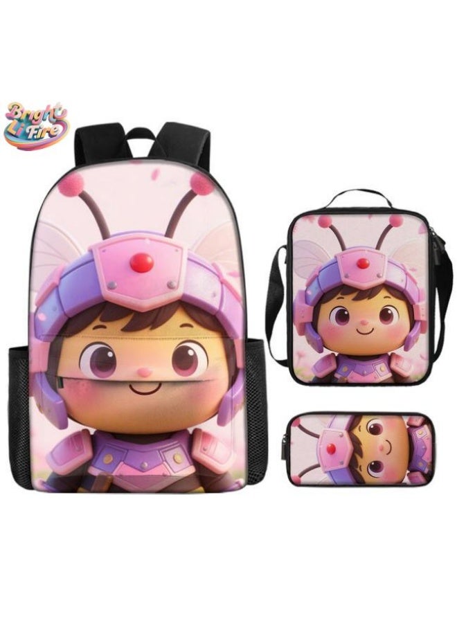 Bright Li Fire Unlock the new fashion of childish fun! Three-piece set of bags, cartoon elements for children and teenagers (students, children, friends' outings, mountain climbing, schooling, etc. can be used) - 38 - Image 1
