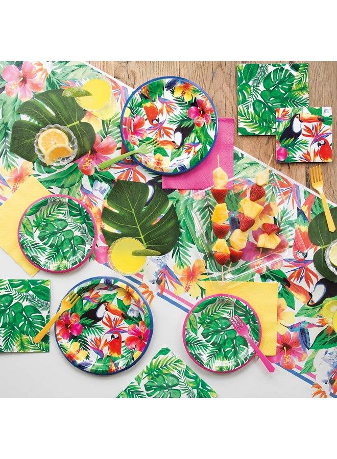 Unique Round Dinner Paper Plates 9" Palm Tropical Luau 8 Pcs - Image 3