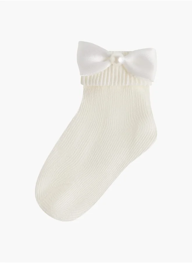 Barefeet Girls Frill Detail Non Terry Ankle Length Socks - Set of 3