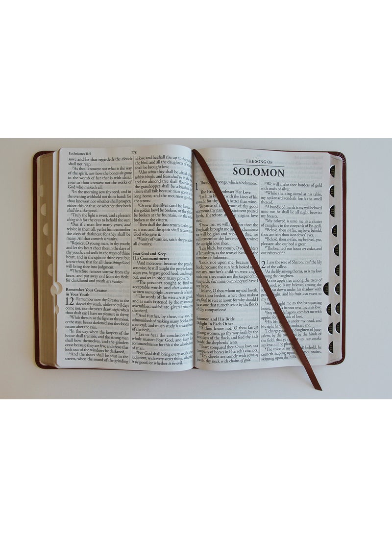 KJV Holy Bible, Giant Print Thinline Large format, Brown Premium Imitation Leath er with Ribbon Marker, Red Letter, and Thumb Index  - Image 2