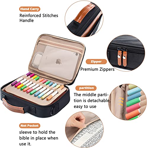 Aplufine Bible Cover for Men-Bible Case for Women-Medium Bible Bags and Totes-Large Bible Carrying Case-Bible Carrier with Shoulder Strap,Detachable Pen Loops for Bible Accessories,Gift Men Women - Image 5