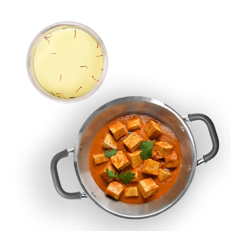 Allo CookSafe TriPly Stainless Steel Kadhai & Tope Set of 2 Combo Pcs, 3 litres Kadhai with Lid and 3.8 litres Tope with Lid, Induction Friendly, Naturally Non,Stick, 26cm & 20cm - Image 1
