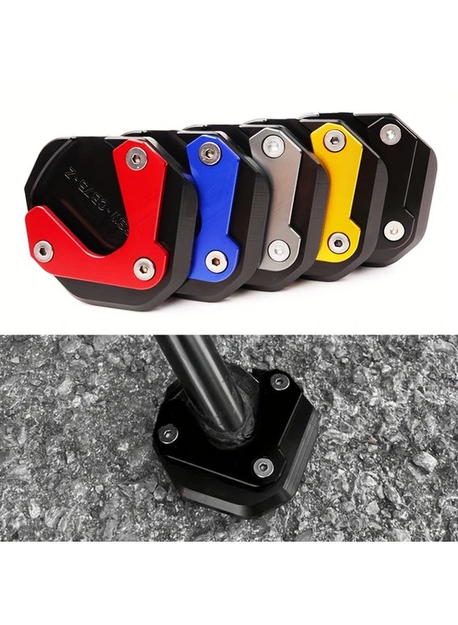 Blue Motorcycle Side Stand Bracket Support Enlarged Pad CNC Aluminum Accessories - Image 1
