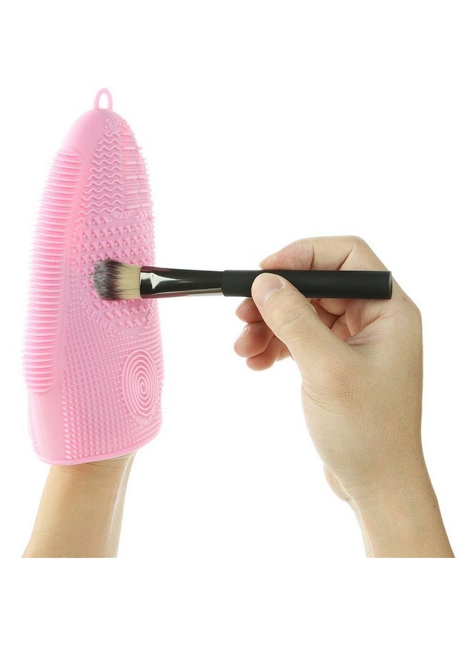 ScivoKaval - Makeup Brush Cleaner Mat Mitt Glove Silicone Cosmetic Cleaning Scrubber Tool For Face Brushes And Eye Brush Washing Pad Pink - Image 1