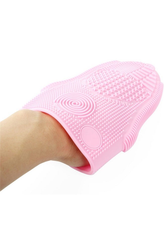 ScivoKaval - Makeup Brush Cleaner Mat Mitt Glove Silicone Cosmetic Cleaning Scrubber Tool For Face Brushes And Eye Brush Washing Pad Pink - Image 1