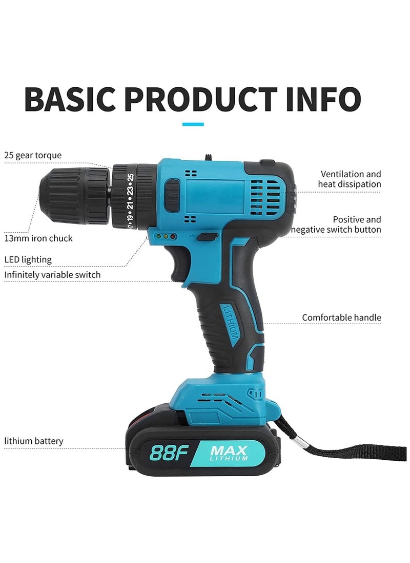 Arabest - 28Pcs Electric Screwdrivers 21V Cordless Drill Driver,  Combi Drills with 2Pcs 1500 mAhLithium Batteries, 45Nm Max Electric Drill - Image 1