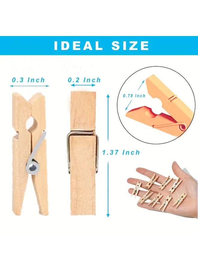 Mini Clothes Pins With Jute Rope Wood Color Photo Display All Season 20pcs - Image 4